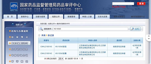 HS-10365 CAPSULES, HANSOH PHARMA’S INNOVATIVE DRUG, APPROVED FOR CLINICAL USE 